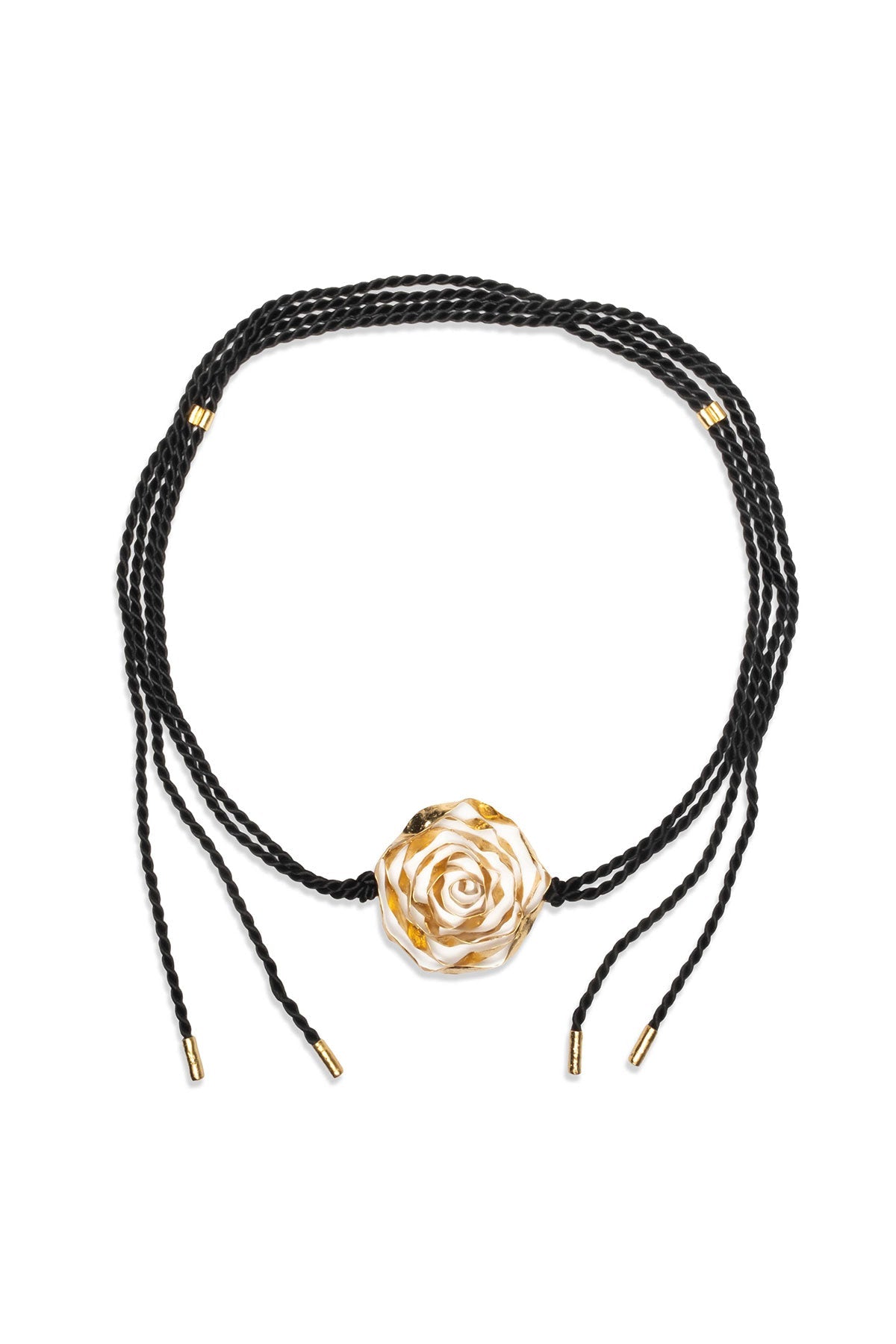 Natori Rosette Gold Plated Wide Pendant Rope Belt
