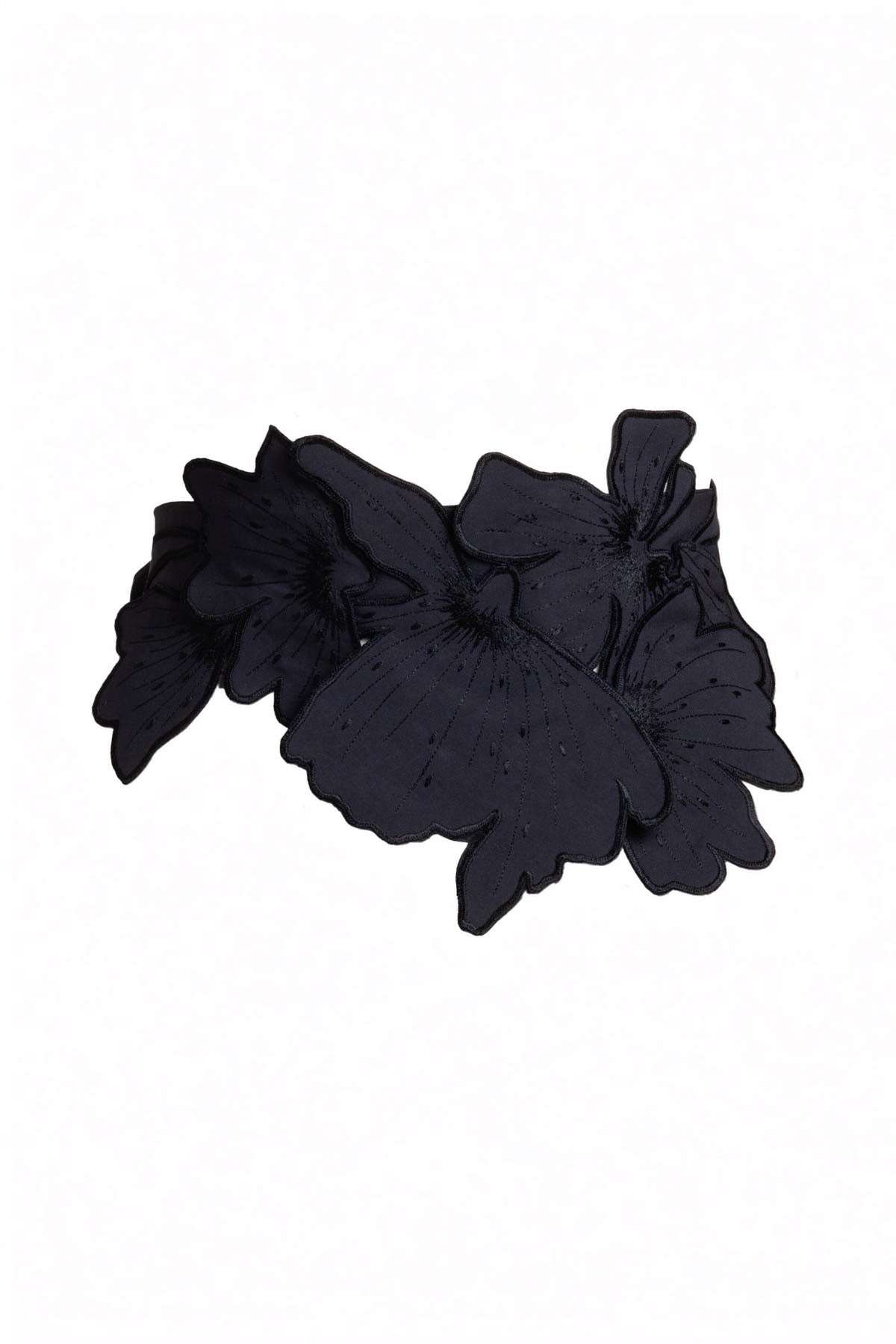 Natori Tech Cotton Taffeta Embroidered 3D Obi Belt