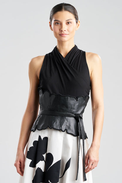 Natori Vegan Luxe Lambskin Floral Embroidered Obi Belt