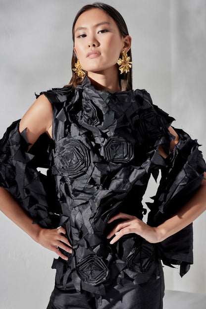Natori Couture Silk Dupioni Embellished Shawl