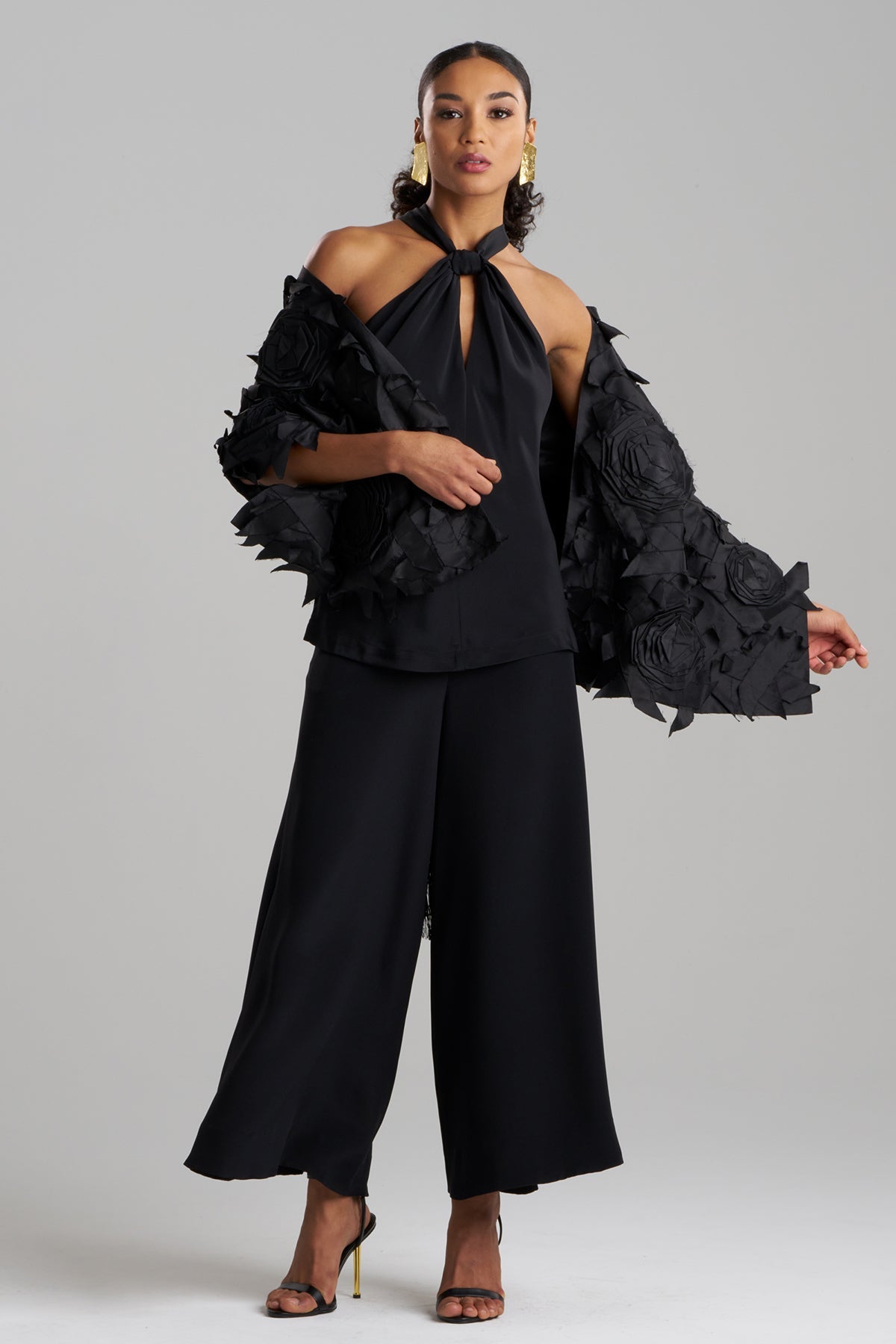 Natori Couture Silk Dupioni Embellished Shawl