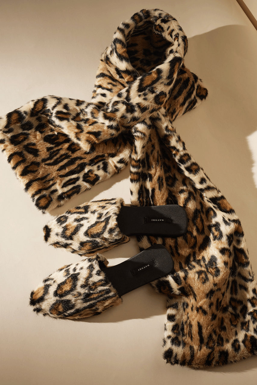 Natori Buy Faux Leopard Fur Slide in Natural Online