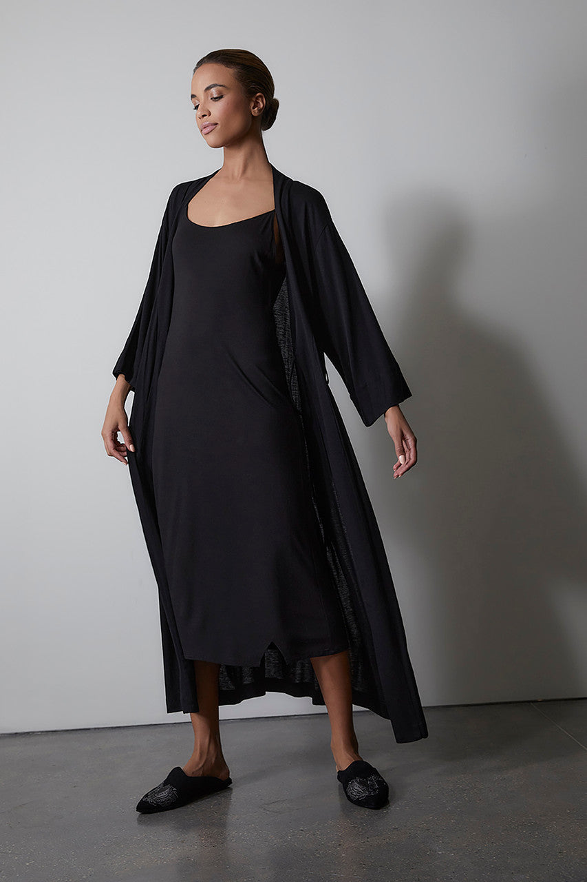Natori Buy Image Suede Dragon Embroidery Slide in Black Suede Online