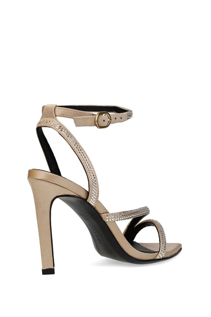Natori Reiki Satin Embellished Ankle Strap Heel