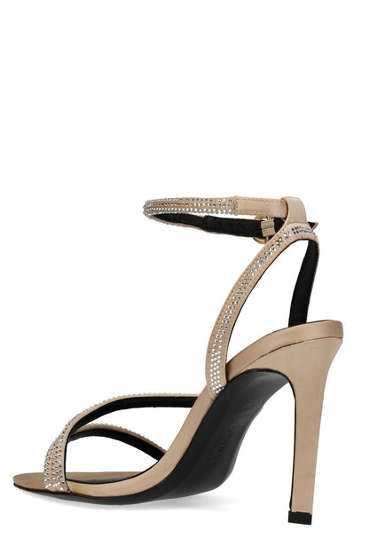 Natori Reiki Satin Embellished Ankle Strap Heel