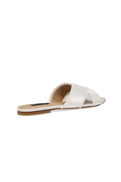 Natori Buy Wayu Satin Fringe Cross Slide Sandals in White Online