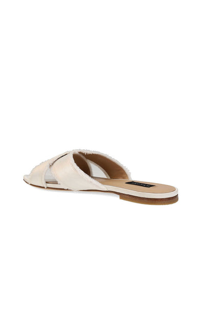 Natori Buy Wayu Satin Fringe Cross Slide Sandals in White Online