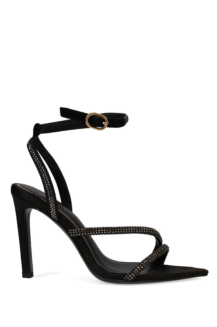 Natori Buy Reiki Satin Embellished Ankle Strap Heel in Black Online