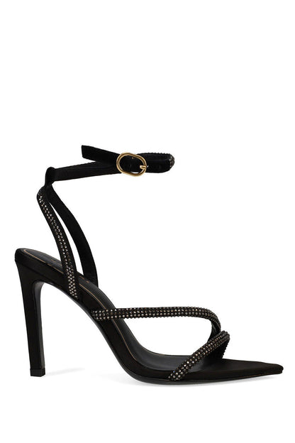Natori Buy Reiki Satin Embellished Ankle Strap Heel in Black Online