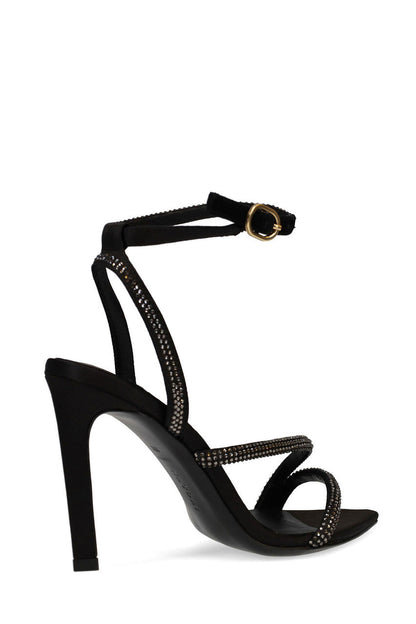 Natori Buy Reiki Satin Embellished Ankle Strap Heel in Black Online