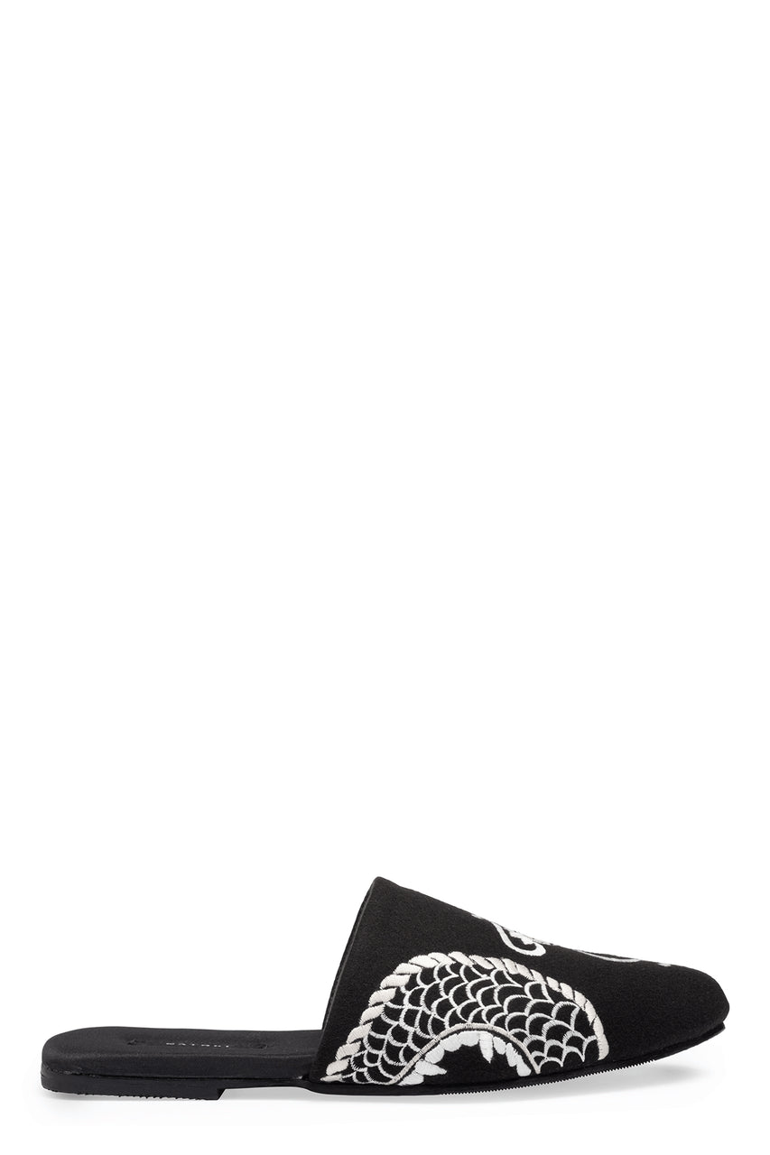 Natori Buy Dragon Embroidered Felt Slide in Black Online