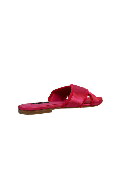 Natori Buy Wayu Satin Fringe Cross Slide Sandals in Dragon Fruit Online
