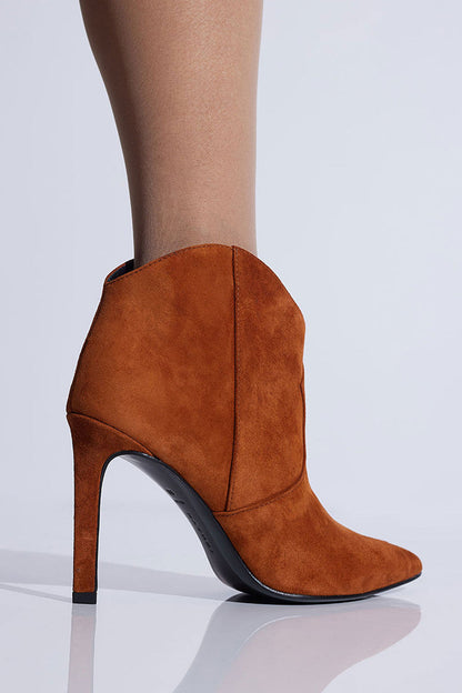 Natori Buy Leiko Suede Heel Bootie in Cognac Online