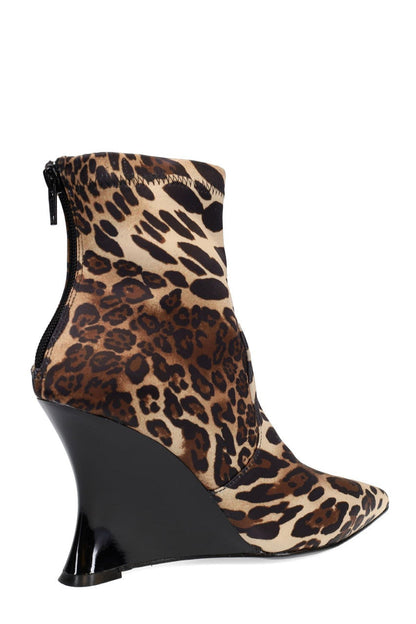 Natori Buy Neko Luxe Leopard Satin Wedge Ankle Boot in Chestnut Online