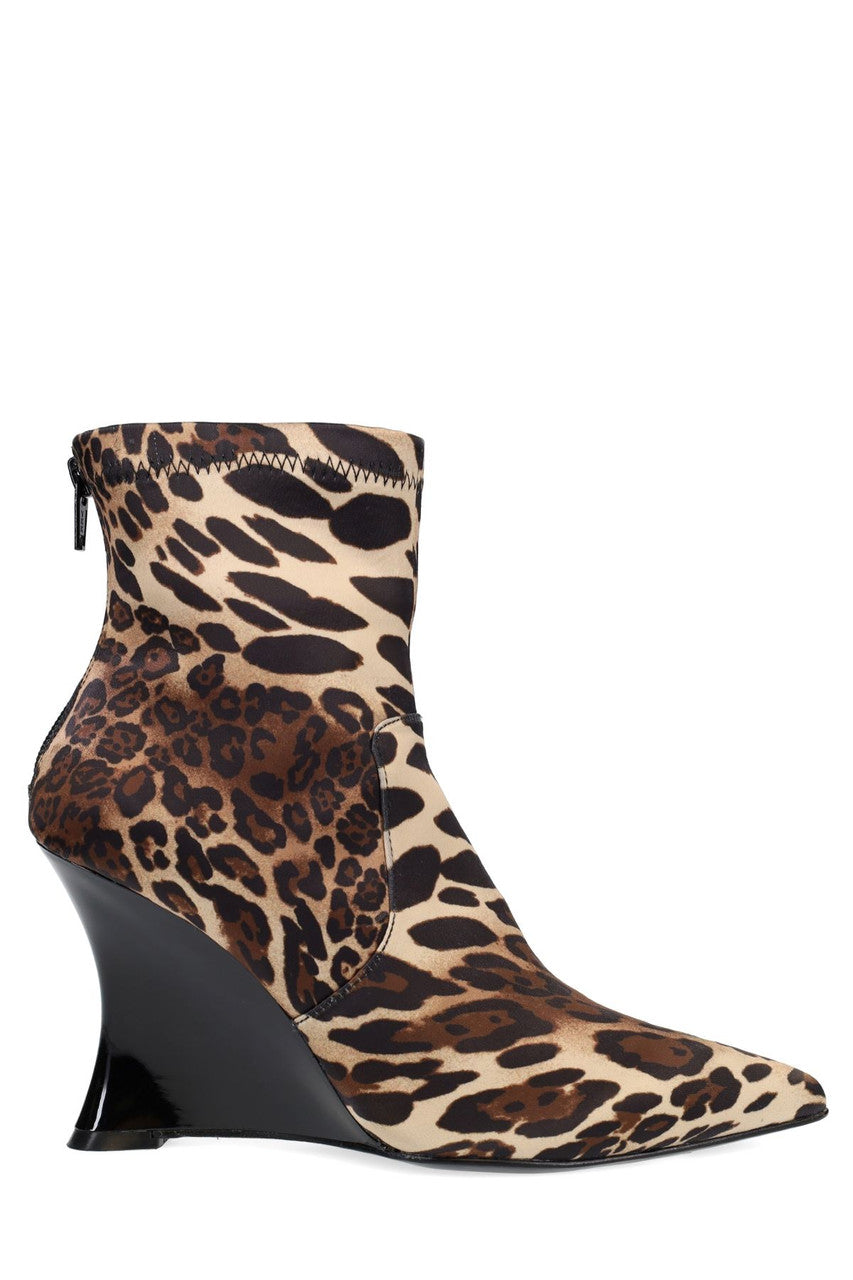 Natori Buy Neko Luxe Leopard Satin Wedge Ankle Boot in Chestnut Online