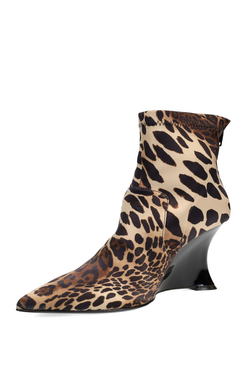 Natori Buy Neko Luxe Leopard Satin Wedge Ankle Boot in Chestnut Online