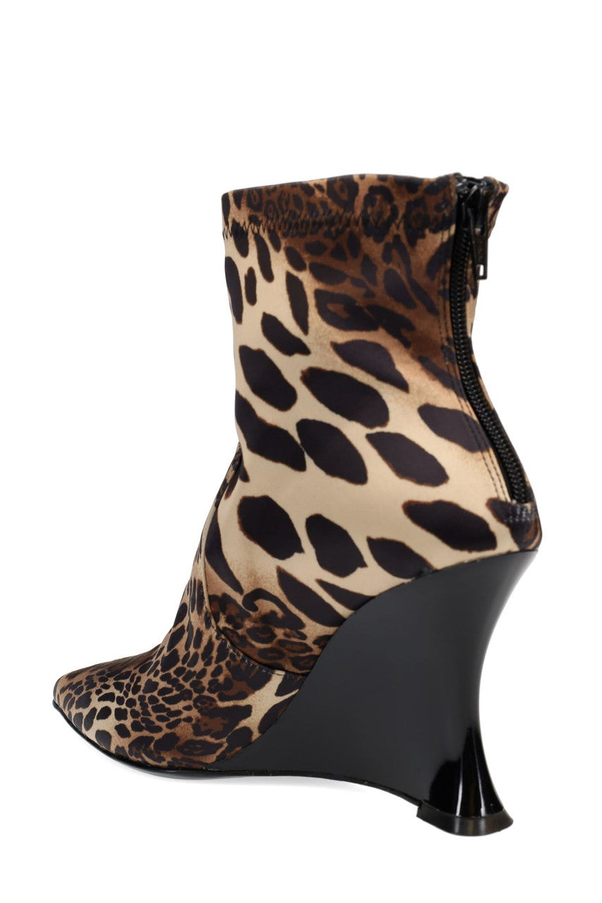 Natori Buy Neko Luxe Leopard Satin Wedge Ankle Boot in Chestnut Online