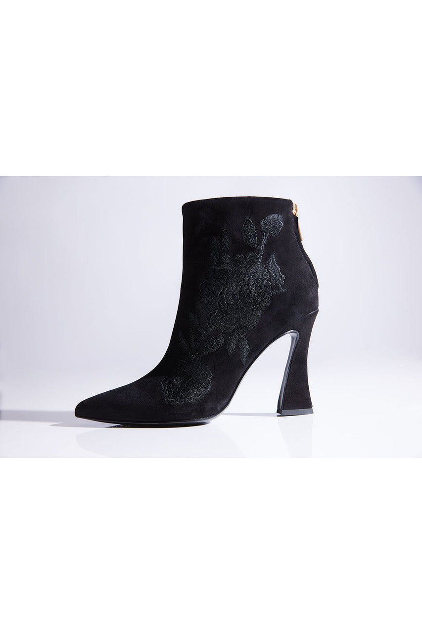 Natori Buy Mitsu Shugo Embroidery Square Heel Ankle Boot in Black Online