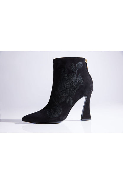 Natori Buy Mitsu Shugo Embroidery Square Heel Ankle Boot in Black Online