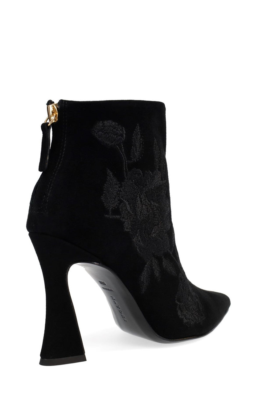 Natori Buy Mitsu Shugo Embroidery Square Heel Ankle Boot in Black Online