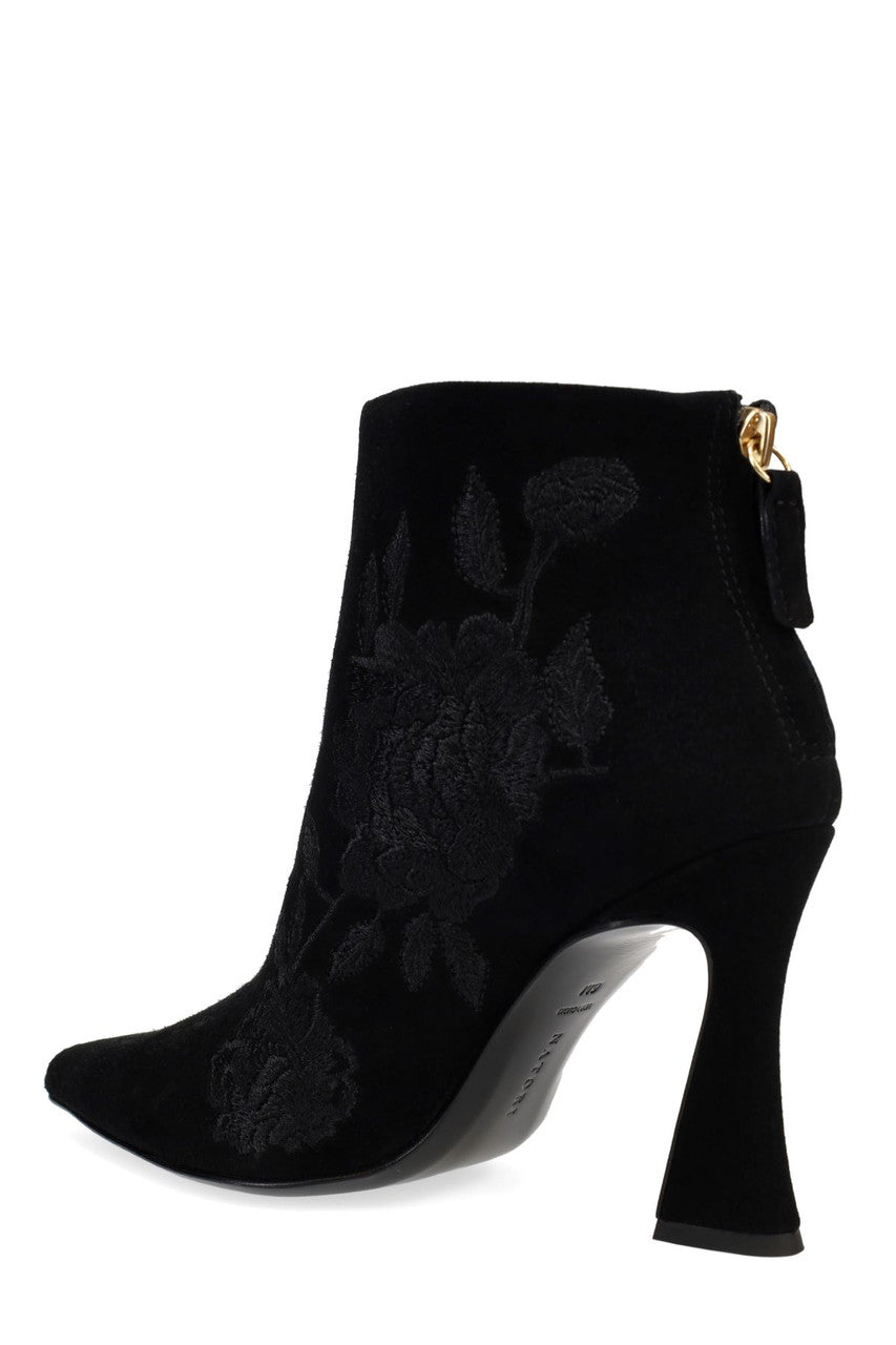 Natori Buy Mitsu Shugo Embroidery Square Heel Ankle Boot in Black Online
