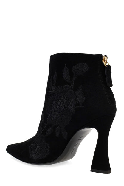 Natori Buy Mitsu Shugo Embroidery Square Heel Ankle Boot in Black Online