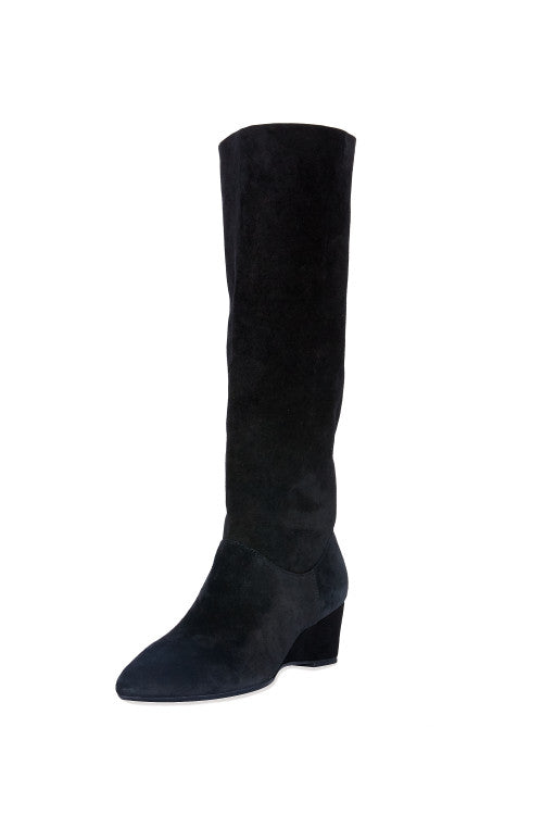 Natori Buy Thrill Suede Contour Wedge Tall Slouch Boot in Black Online