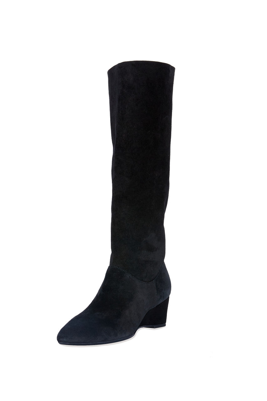 Natori Buy Thrill Suede Contour Wedge Tall Slouch Boot in Black Online