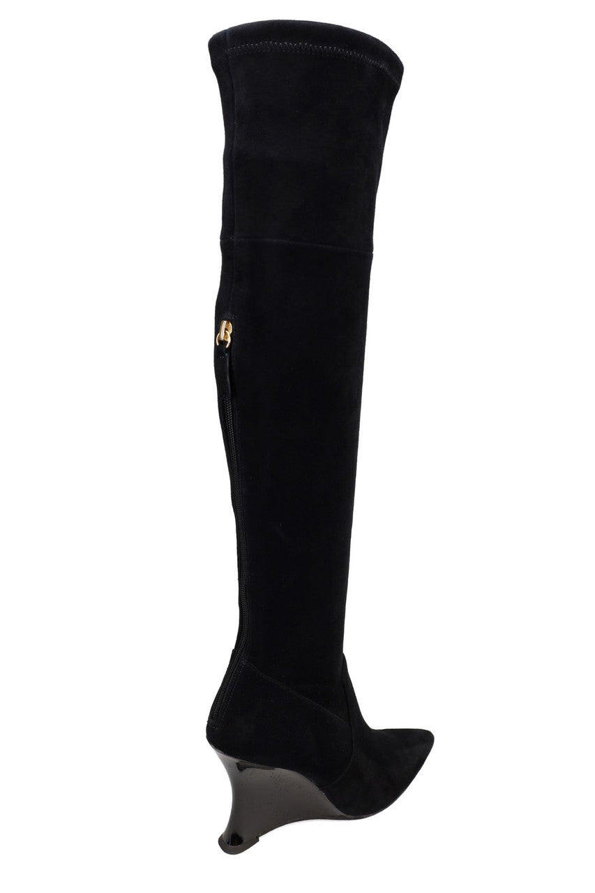Natori Buy Natsu Stretch Suede Over the Knee Wedge Boot in Black Online