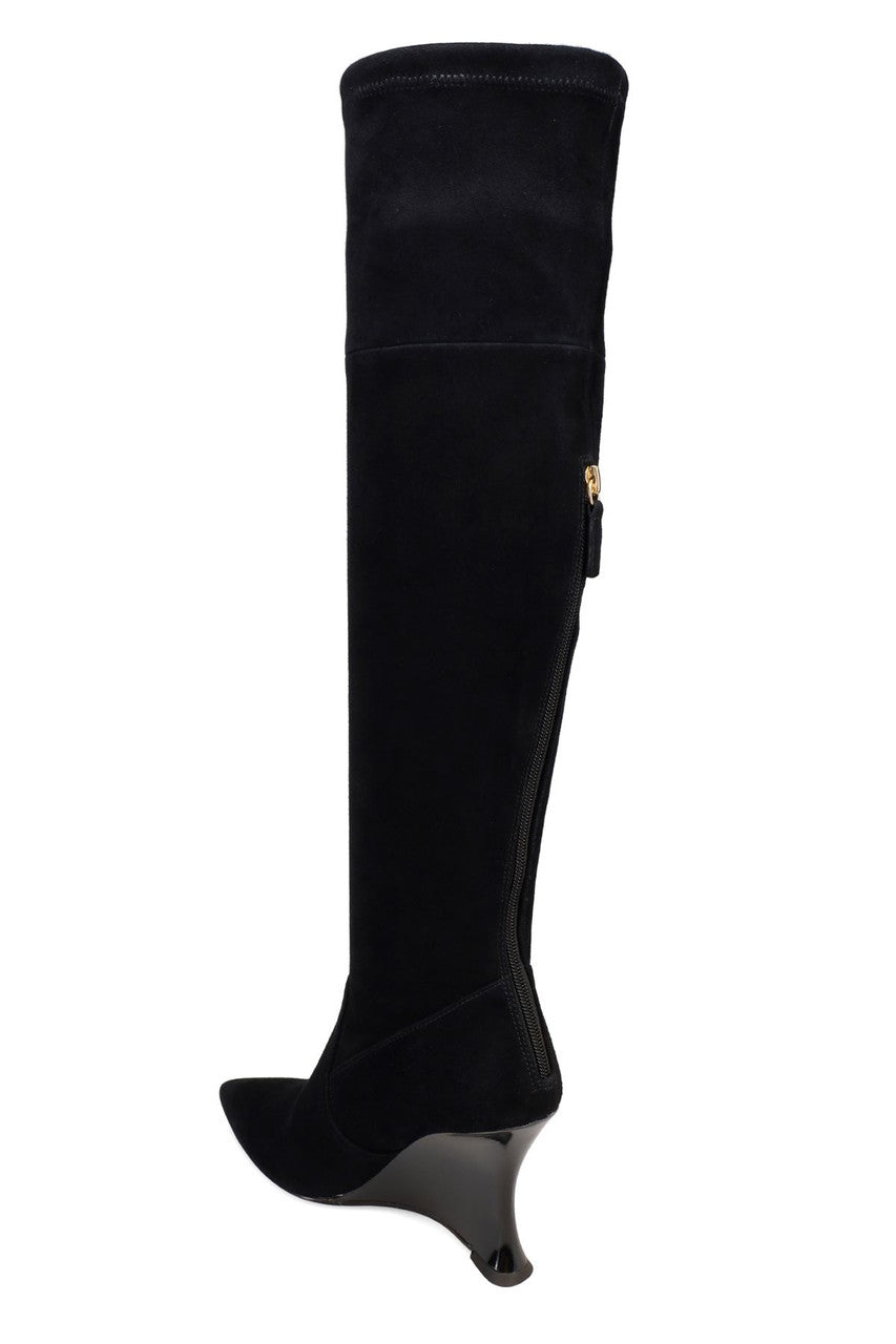 Natori Buy Natsu Stretch Suede Over the Knee Wedge Boot in Black Online