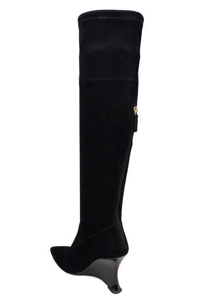 Natori Buy Natsu Stretch Suede Over the Knee Wedge Boot in Black Online
