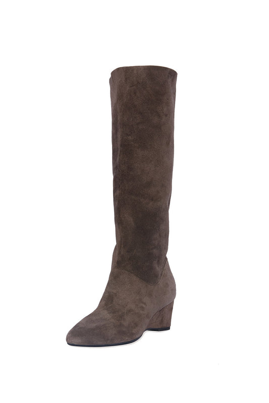Natori Buy Thrill Suede Contour Wedge Tall Slouch Boot in Truffle Online