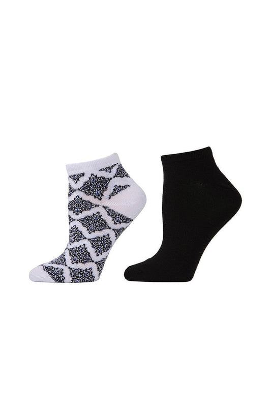 Natori Buy Diamond Socks - 2 Pair Pack in White/Black Online