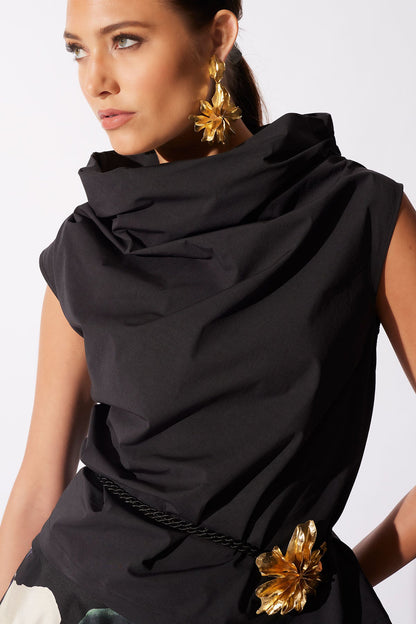 Natori Gold Plated Brass Floral Cuff Earrings
