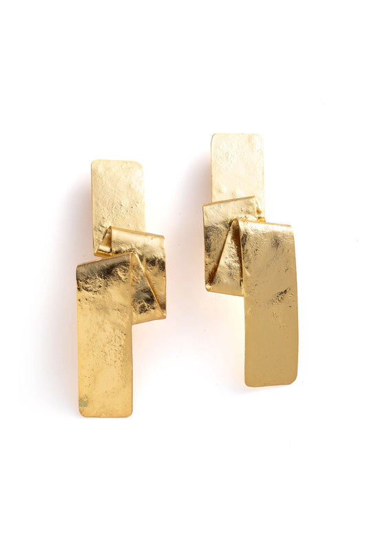 Natori Sculptural Gold Plated Brass Earrings