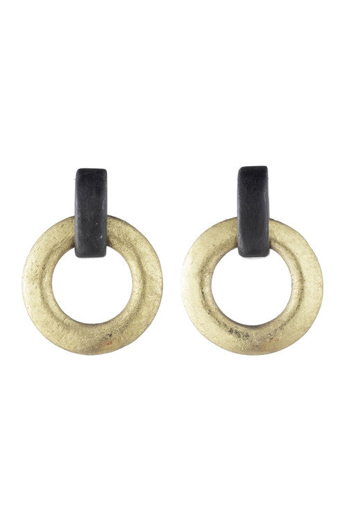 Natori Buy Acacia Wood and Gold Plated Interlocked Hoop Earrings in Black/Gold Online
