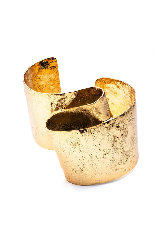 Natori Sculptural Gold Plated Brass Cuff Bracelet