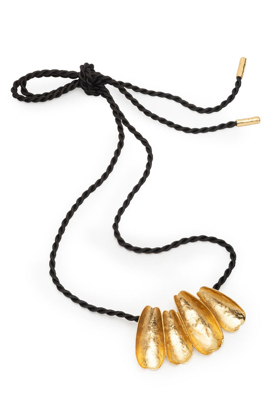 Natori Aurea Gold Plated Oversized Pendant Rope Necklace