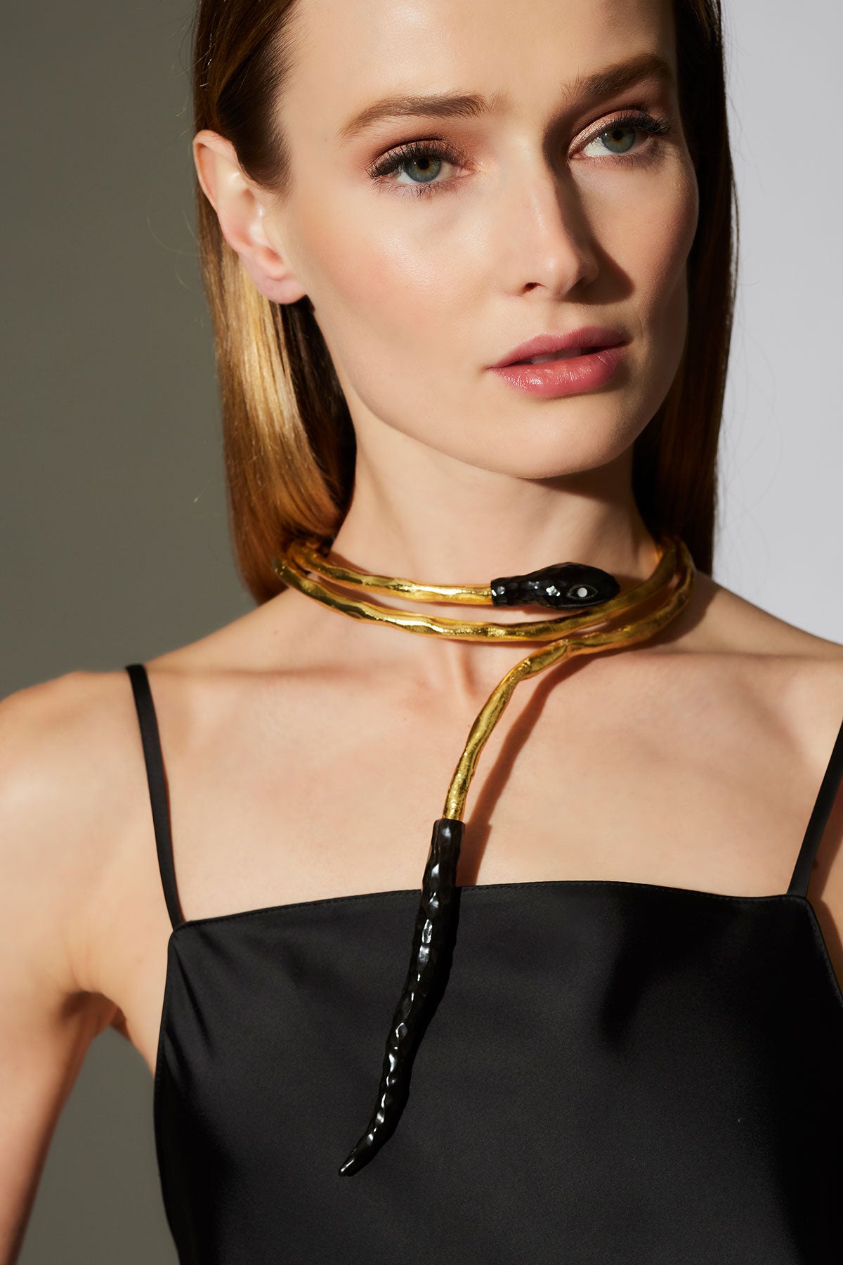 Natori Gold Plated Brass Snake Choker Necklace