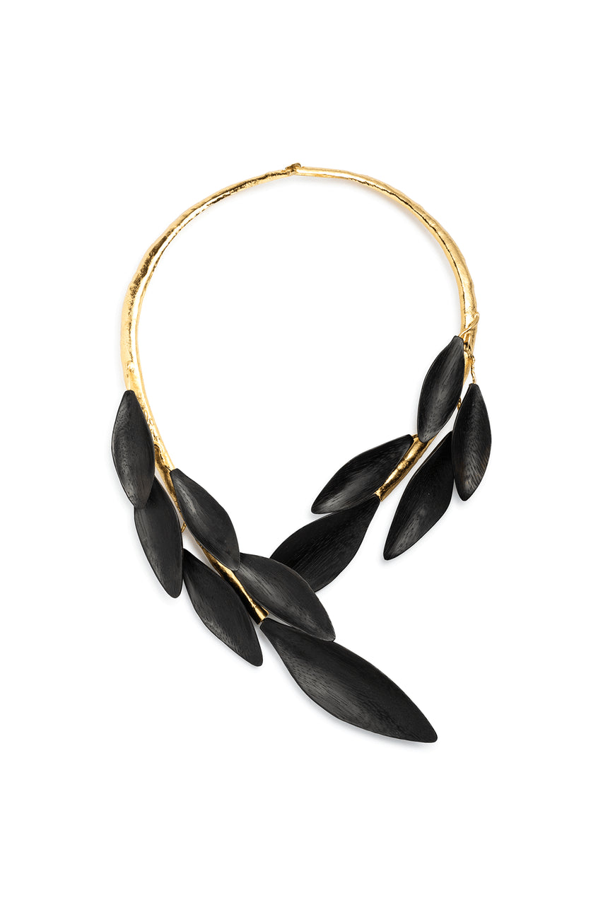 Natori Buy Acacia Wood Choker Necklace in Black Online