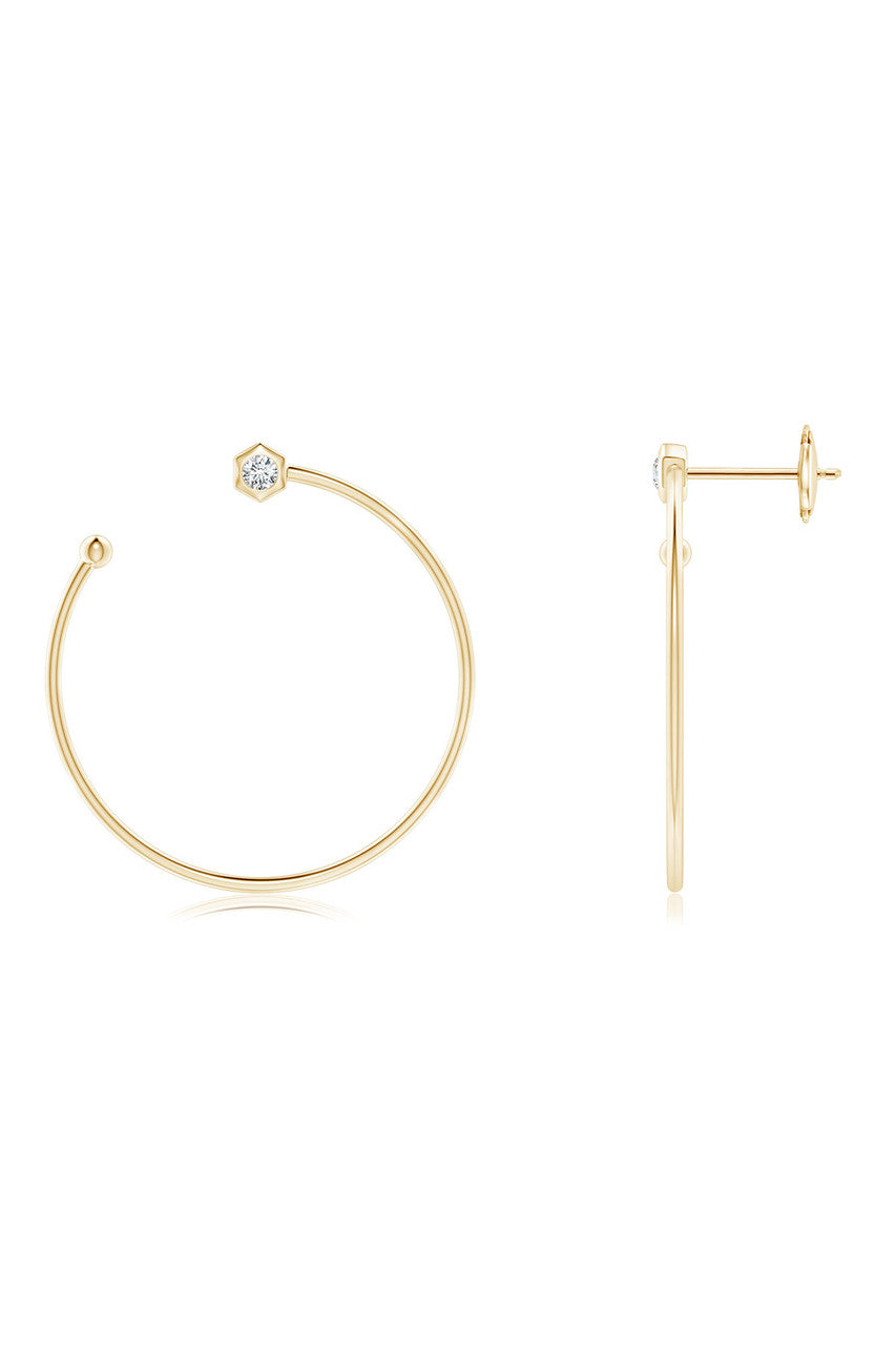 Natori Buy Indochine 14k Small Diamond Side-Facing Open Hoop Earrings in 14K Yellow Gold Online