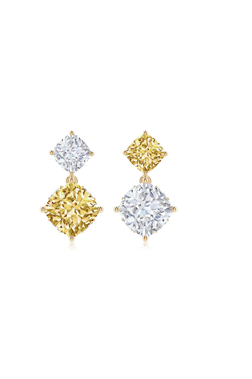 Natori Buy Orient Express Lab-Grown 14K Gold with Yellow & White Diamond Two Stone Earrings in 14K Yellow Gold Online