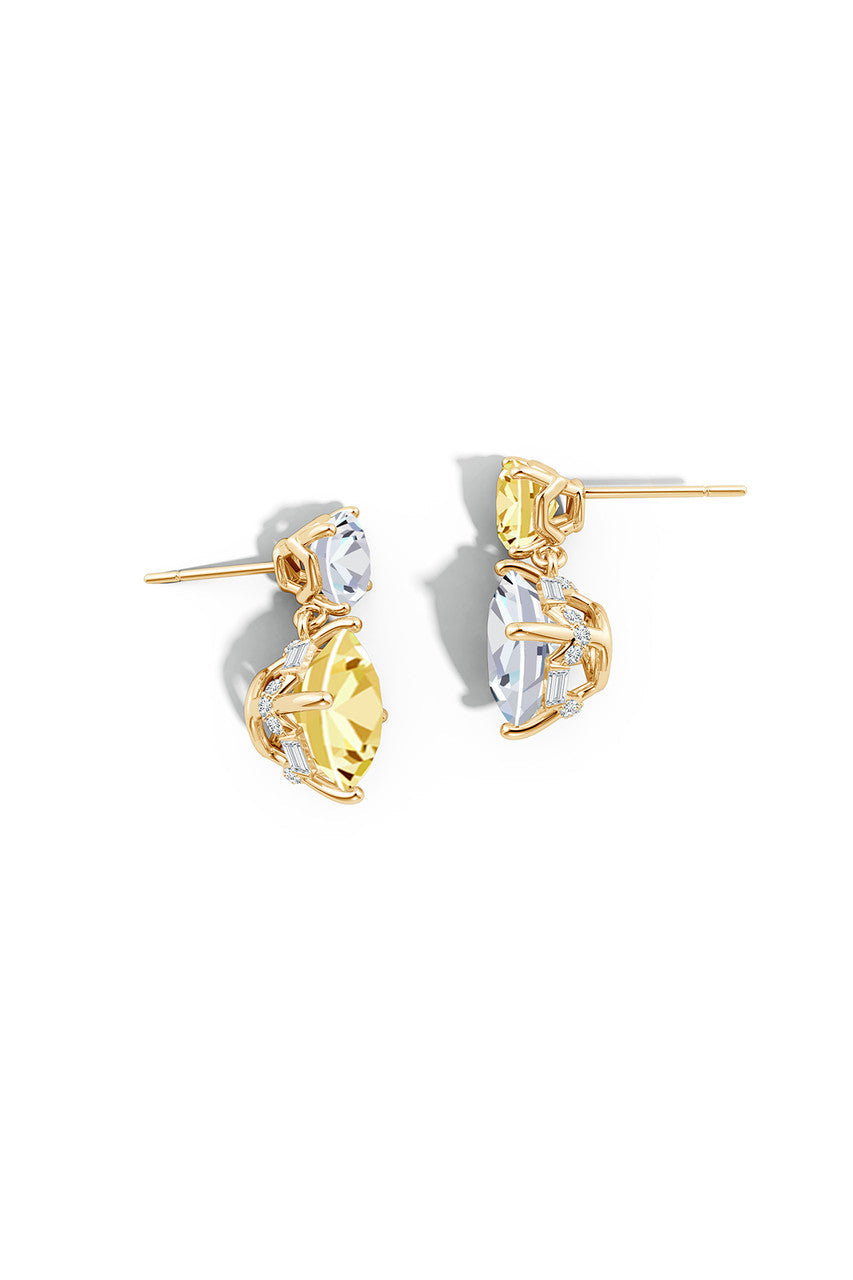 Natori Buy Orient Express Lab-Grown 14K Gold with Yellow & White Diamond Two Stone Earrings in 14K Yellow Gold Online