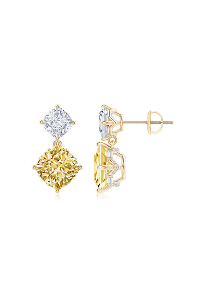 Natori Buy Orient Express Lab-Grown 14K Gold with Yellow & White Diamond Two Stone Earrings in 14K Yellow Gold Online