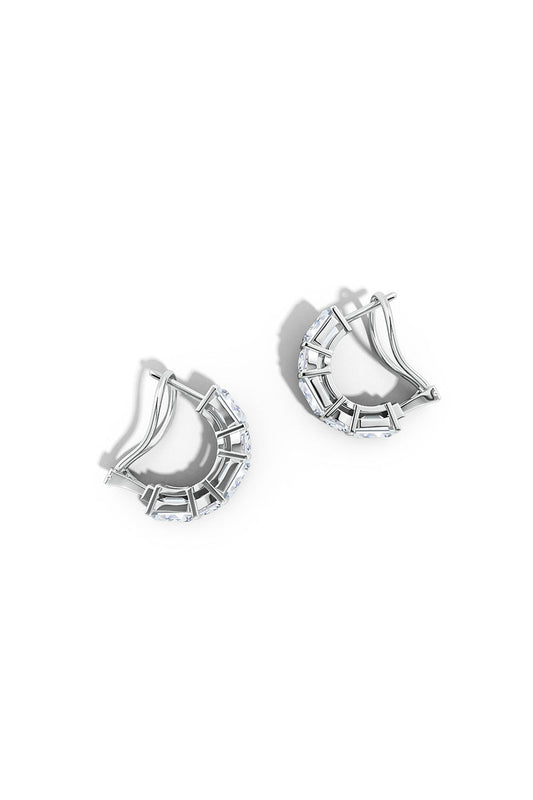 Natori Buy Orient Express Lab-Grown 14K Gold Emerald Cut & Cushion Diamond Half Hoop Earrings in 14K White Gold Online