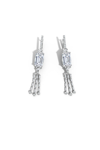 Natori Buy Orient Express Lab-Grown 14K Gold Emerald Cut & Baguette Diamond Tassel Drop Earrings in 14K White Gold Online