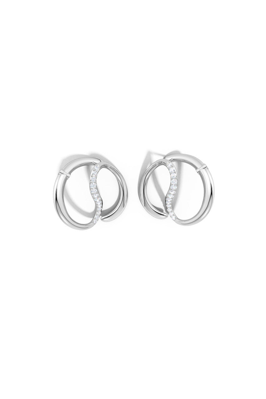 Natori Buy Shangri-La Yin-Yang 14K Gold and Diamond Large Button Stud Earrings in 14K White Gold Online