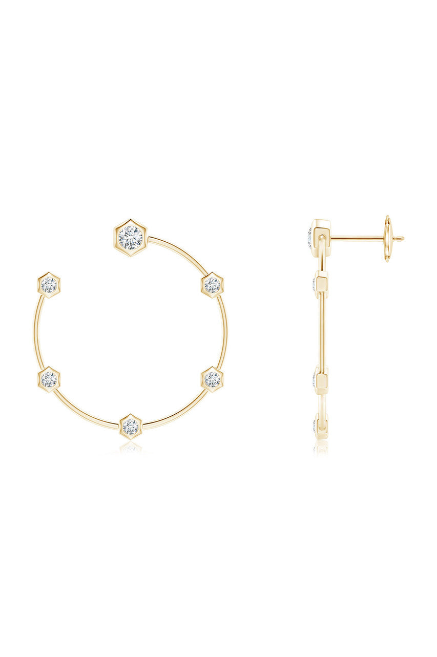 Natori Buy Indochine 14k Small 6-Diamond Side-Facing Open Hoop Earrings in 14K Yellow Gold Online