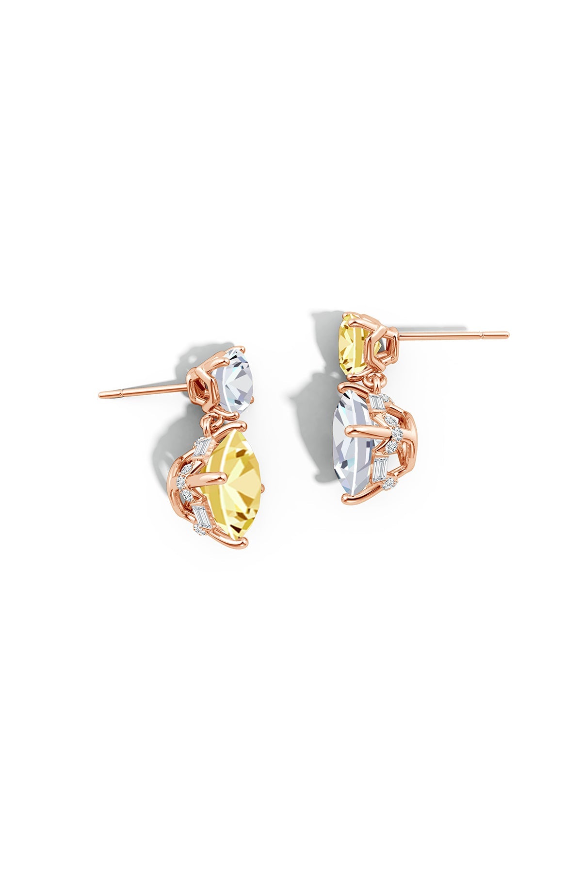 Natori Buy Orient Express Lab-Grown 14K Gold with Yellow & White Diamond Two Stone Earrings in 14K Rose Gold Online