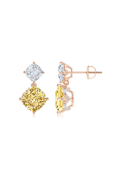 Natori Buy Orient Express Lab-Grown 14K Gold with Yellow & White Diamond Two Stone Earrings in 14K Rose Gold Online